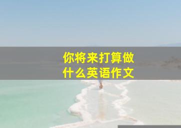 你将来打算做什么英语作文