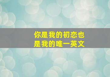 你是我的初恋也是我的唯一英文