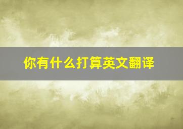 你有什么打算英文翻译