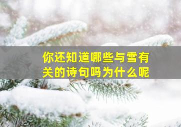 你还知道哪些与雪有关的诗句吗为什么呢