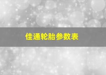 佳通轮胎参数表