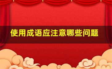 使用成语应注意哪些问题