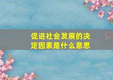 促进社会发展的决定因素是什么意思