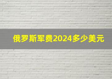 俄罗斯军费2024多少美元