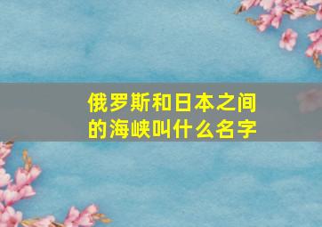 俄罗斯和日本之间的海峡叫什么名字