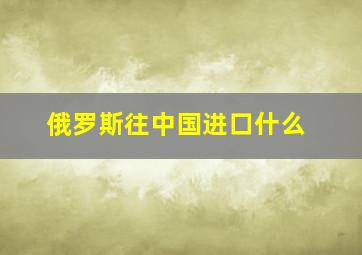 俄罗斯往中国进口什么