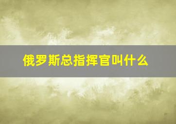 俄罗斯总指挥官叫什么