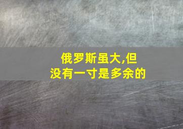 俄罗斯虽大,但没有一寸是多余的