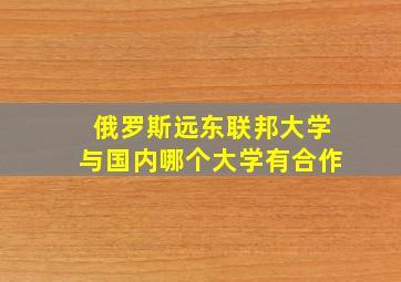 俄罗斯远东联邦大学与国内哪个大学有合作