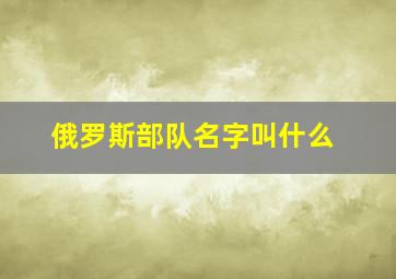 俄罗斯部队名字叫什么