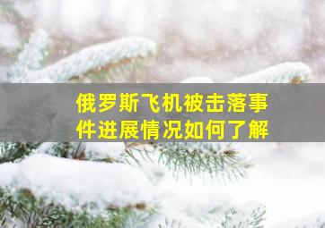 俄罗斯飞机被击落事件进展情况如何了解