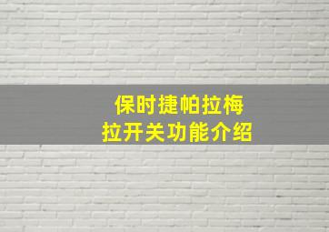 保时捷帕拉梅拉开关功能介绍