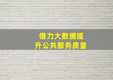 借力大数据提升公共服务质量