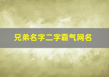 兄弟名字二字霸气网名