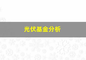 光伏基金分析