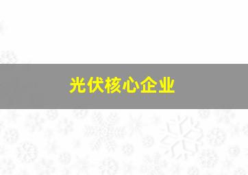 光伏核心企业