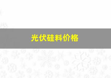 光伏硅料价格