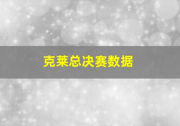 克莱总决赛数据