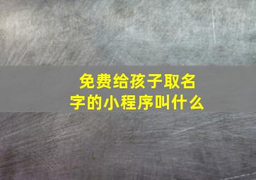 免费给孩子取名字的小程序叫什么