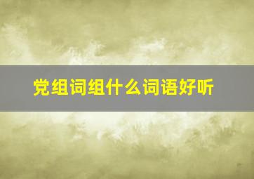 党组词组什么词语好听