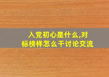 入党初心是什么,对标榜样怎么干讨论交流