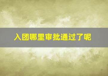 入团哪里审批通过了呢