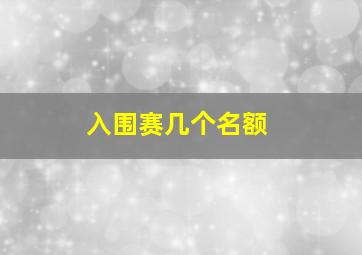 入围赛几个名额