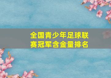 全国青少年足球联赛冠军含金量排名