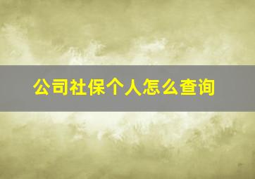 公司社保个人怎么查询