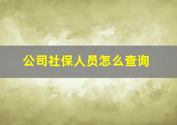 公司社保人员怎么查询