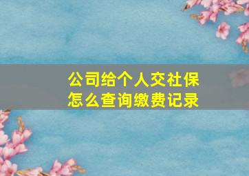 公司给个人交社保怎么查询缴费记录