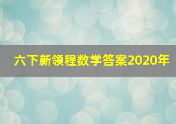 六下新领程数学答案2020年