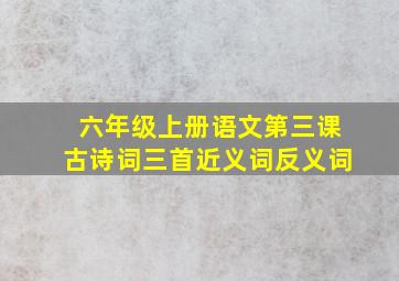 六年级上册语文第三课古诗词三首近义词反义词