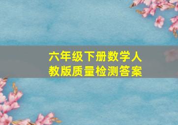 六年级下册数学人教版质量检测答案