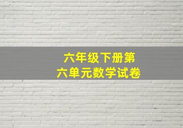 六年级下册第六单元数学试卷