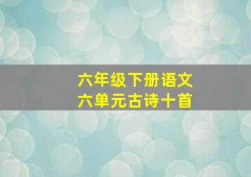 六年级下册语文六单元古诗十首