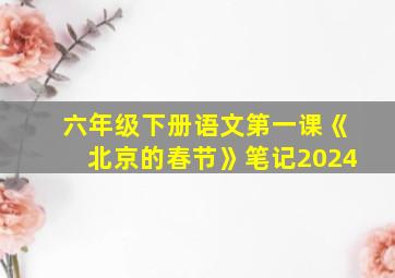 六年级下册语文第一课《北京的春节》笔记2024