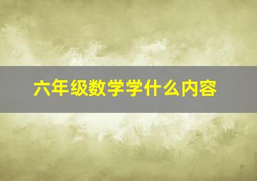 六年级数学学什么内容