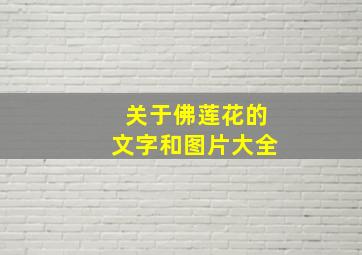 关于佛莲花的文字和图片大全