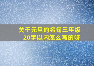 关于元旦的名句三年级20字以内怎么写的呀