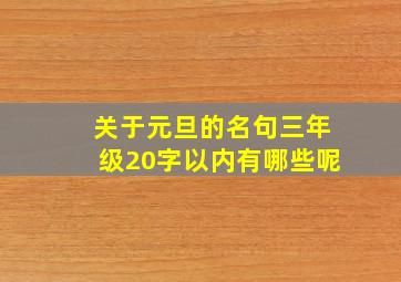 关于元旦的名句三年级20字以内有哪些呢