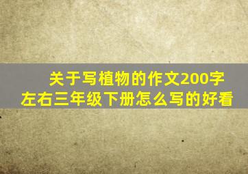 关于写植物的作文200字左右三年级下册怎么写的好看