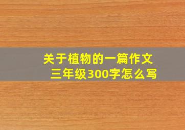 关于植物的一篇作文三年级300字怎么写