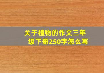 关于植物的作文三年级下册250字怎么写