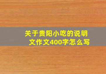 关于贵阳小吃的说明文作文400字怎么写