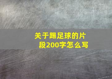 关于踢足球的片段200字怎么写