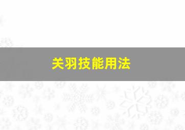 关羽技能用法