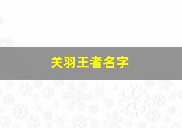 关羽王者名字