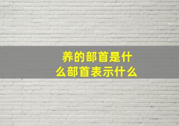 养的部首是什么部首表示什么