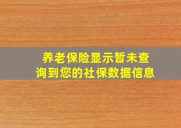 养老保险显示暂未查询到您的社保数据信息